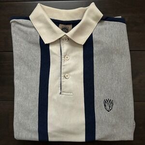 Vintage JNCO Polo Shirt Short Sleeves Blue Gray Stripe USA Size 2
